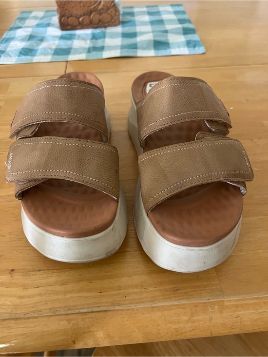 Hey Dude Shoes - Hey Dude Tan Double-Strap Platform Sandals